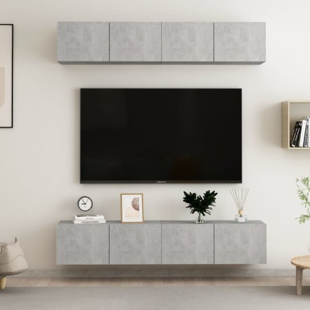 Juego de muebles de salón 4 piezas gris hormigón 80x30x30 cm en Muebles TV | Comprar online en Foru.es