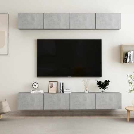 Juego de muebles de salón 4 piezas gris hormigón 100x30x30 cm en Muebles TV | Comprar online en Foru.es