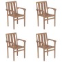 Sillas de jardín apilables 4 uds madera maciza teca con cojines de vidaXL, Sillas de jardín - Ref: Foro24-3073395, Precio: 50...