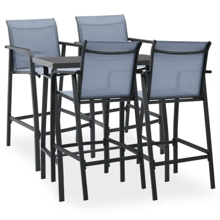 Mesa alta y taburetes de bar de jardín 5 piezas negro y gris de vidaXL, Conjuntos de jardín - Ref: Foro24-3073577, Precio: 42...