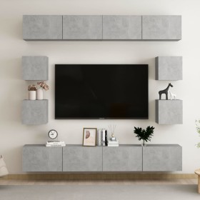 Juego de muebles de salón 8 piezas gris hormigón en Muebles TV | Comprar online en Foru.es