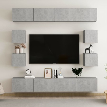 Juego de muebles de salón 8 piezas gris hormigón en Muebles TV | Comprar online en Foru.es