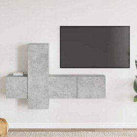 Set de muebles de salón 3 pzas madera ingeniería gris hormigón en Muebles TV | Comprar online en Foru.es