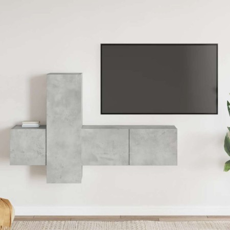 Set de muebles de salón 3 pzas madera ingeniería gris hormigón en Muebles TV | Comprar online en Foru.es