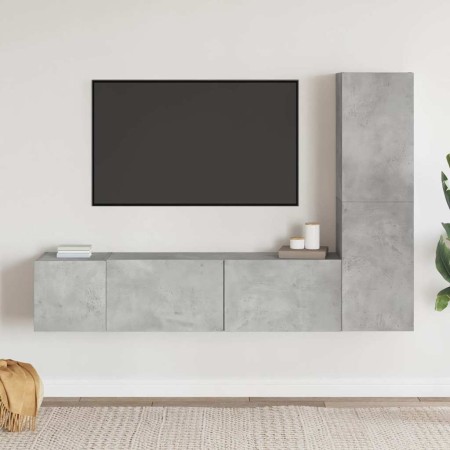 Set de muebles de salón 3 pzas madera ingeniería gris hormigón en Muebles TV | Comprar online en Foru.es