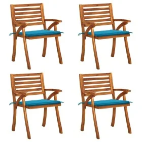 Sillas de jardín con cojines 4 unidades madera maciza de acacia de vidaXL, Sillas de jardín - Ref: Foro24-3075178, Precio: 37...