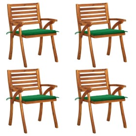 Sillas de jardín con cojines 4 unidades madera maciza de acacia de vidaXL, Sillas de jardín - Ref: Foro24-3075179, Precio: 49...