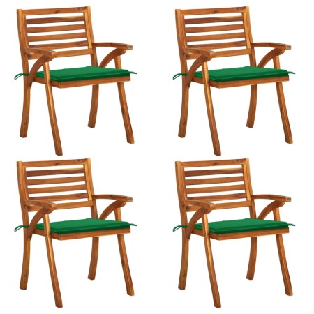 Sillas de jardín con cojines 4 unidades madera maciza de acacia de vidaXL, Sillas de jardín - Ref: Foro24-3075179, Precio: 49...