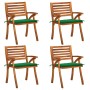Sillas de jardín con cojines 4 unidades madera maciza de acacia de vidaXL, Sillas de jardín - Ref: Foro24-3075179, Precio: 49...