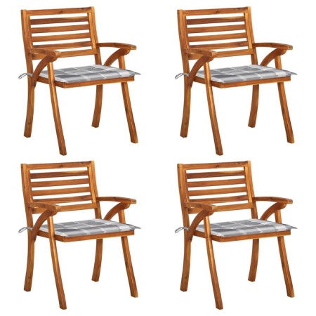 Sillas de jardín con cojines 4 unidades madera maciza de acacia de vidaXL, Sillas de jardín - Ref: Foro24-3075188, Precio: 51...