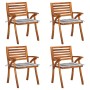 Sillas de jardín con cojines 4 unidades madera maciza de acacia de vidaXL, Sillas de jardín - Ref: Foro24-3075188, Precio: 51...
