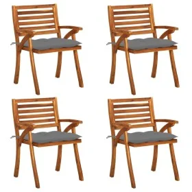 Sillas de jardín con cojines 4 unidades madera maciza de acacia de vidaXL, Sillas de jardín - Ref: Foro24-3075190, Precio: 38...
