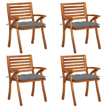 Sillas de jardín con cojines 4 unidades madera maciza de acacia de vidaXL, Sillas de jardín - Ref: Foro24-3075190, Precio: 50...