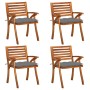 Sillas de jardín con cojines 4 unidades madera maciza de acacia de vidaXL, Sillas de jardín - Ref: Foro24-3075190, Precio: 50...