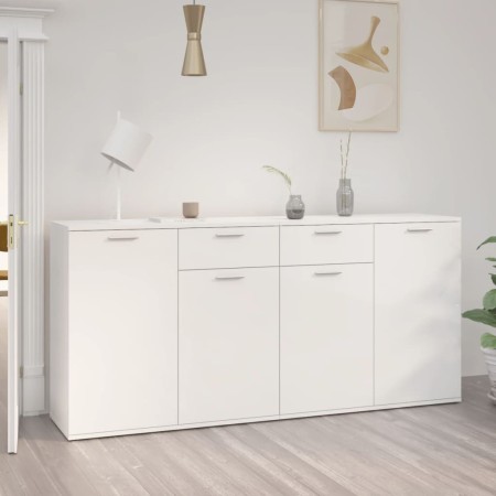 Aparador de madera de ingeniería blanco brillo 160x36x75 cm de vidaXL, Aparadores - Ref: Foro24-3074933, Precio: 211,80 €, De...