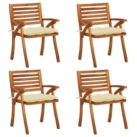 Sillas de jardín con cojines 4 unidades madera maciza de acacia de vidaXL, Sillas de jardín - Ref: Foro24-3075191, Precio: 38...