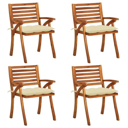 Sillas de jardín con cojines 4 unidades madera maciza de acacia de vidaXL, Sillas de jardín - Ref: Foro24-3075191, Precio: 38...