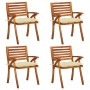 Sillas de jardín con cojines 4 unidades madera maciza de acacia de vidaXL, Sillas de jardín - Ref: Foro24-3075191, Precio: 38...