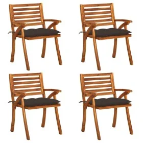 Gartenstühle mit Kissen 4 Einheiten aus massivem Akazienholz von vidaXL, Gartenstühle - Ref: Foro24-3075197, Preis: 383,26 €,...