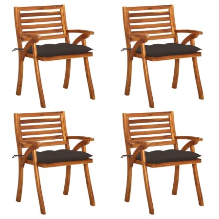 Sillas de jardín con cojines 4 unidades madera maciza de acacia de vidaXL, Sillas de jardín - Ref: Foro24-3075197, Precio: 50...