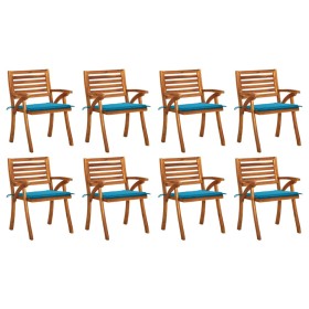 Sillas de jardín 8 uds madera maciza de teca con cojines de vidaXL, Sillas de jardín - Ref: Foro24-3075205, Precio: 743,82 €,...