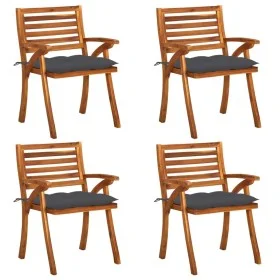 Gartenstühle mit Kissen 4 Einheiten massives Akazienholz von vidaXL, Gartenstühle - Ref: Foro24-3075189, Preis: 383,26 €, Rab...