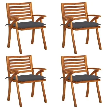 Garden chairs with cushions, 4 units, solid acacia wood. by vidaXL, Garden chairs - Ref: Foro24-3075189, Price: 383,26 €, Dis...