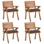 Sillas de jardín con cojines 4 unidades madera maciza de acacia de vidaXL, Sillas de jardín - Ref: Foro24-3075189, Precio: 50...
