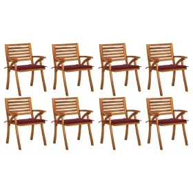 Sillas de jardín 8 uds madera maciza de teca con cojines de vidaXL, Sillas de jardín - Ref: Foro24-3075210, Precio: 703,12 €,...
