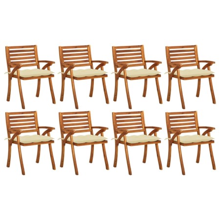 Sillas de jardín 8 uds madera maciza de teca con cojines de vidaXL, Sillas de jardín - Ref: Foro24-3075218, Precio: 729,34 €,...