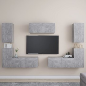 Set muebles de salón TV 7 pzas madera ingeniería gris hormigón en Muebles TV | Comprar online en Foru.es