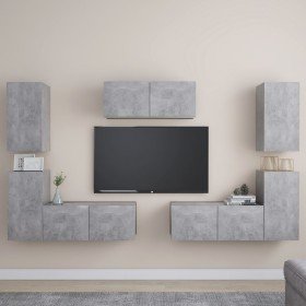 Set muebles de salón TV 7 pzas madera ingeniería gris hormigón en Muebles TV | Comprar online en Foru.es
