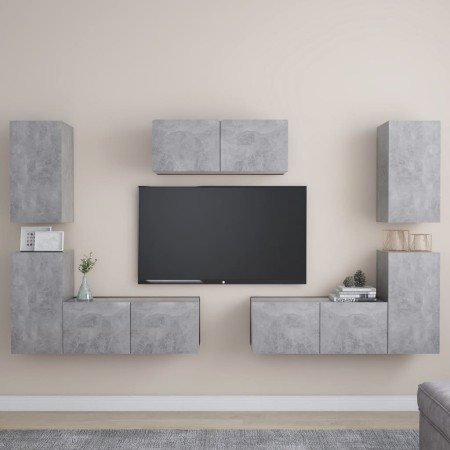 Set muebles de salón TV 7 pzas madera ingeniería gris hormigón en Muebles TV | Comprar online en Foru.es