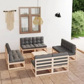 9-piece garden furniture set with solid pine wood cushions by vidaXL, Garden sets - Ref: Foro24-3076324, Price: 888,12 €, Dis...