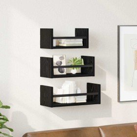 Conjunto de estantes de pared 3 pcs Roble Negro 40x16x14cm en Estanterías | Comprar online en Foru.es