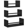 Conjunto de estantes de pared 3 pcs Roble Negro 40x16x14cm en Estanterías | Comprar online en Foru.es
