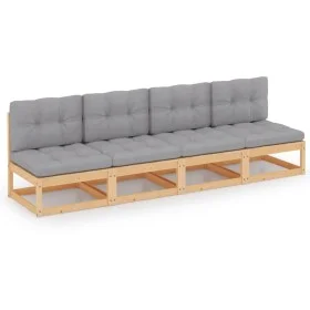 4-seater garden sofa with solid pine wood cushions by vidaXL, Outdoor sofas - Ref: Foro24-3076389, Price: 397,61 €, Discount: %