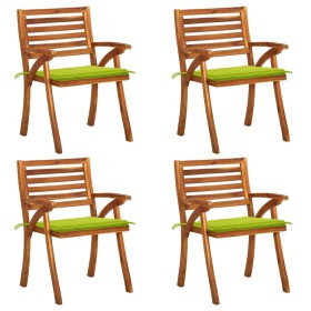 Sillas de jardín con cojines 4 unidades madera maciza de acacia de vidaXL, Sillas de jardín - Ref: Foro24-3075185, Precio: 49...