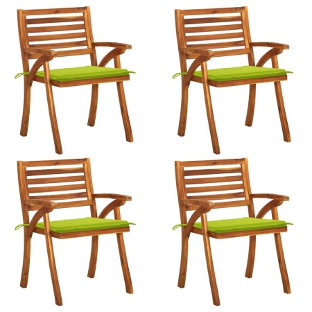 Sillas de jardín con cojines 4 unidades madera maciza de acacia de vidaXL, Sillas de jardín - Ref: Foro24-3075185, Precio: 49...