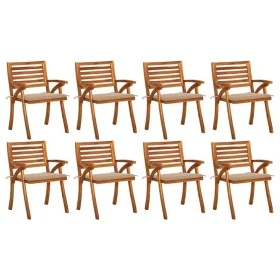 Sillas de jardín 8 uds madera maciza de teca con cojines de vidaXL, Sillas de jardín - Ref: Foro24-3075204, Precio: 717,65 €,...