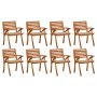 Sillas de jardín 8 uds madera maciza de teca con cojines de vidaXL, Sillas de jardín - Ref: Foro24-3075204, Precio: 771,67 €,...