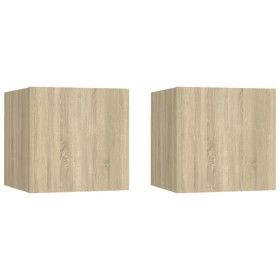 Mesitas noche 2 uds madera ingeniería roble Sonoma 30,5x30x30cm de vidaXL, Mesitas de noche - Ref: Foro24-3079716, Precio: 45...