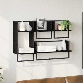 Conjunto de estantes de pared 4 pcs Roble Negro 65 x 25 x 30 cm en Estanterías | Comprar online en Foru.es