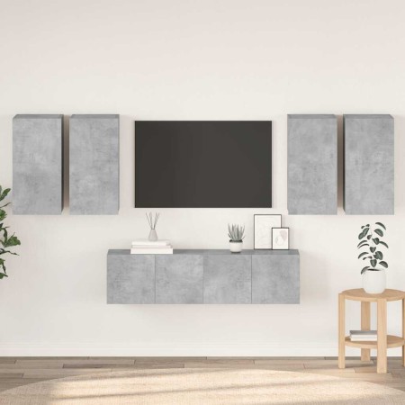Set muebles de salón TV 6 pzas madera ingeniería gris hormigón en Muebles TV | Comprar online en Foru.es