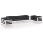 Muebles de jardín 8 piezas con cojines de madera de pino maciza de vidaXL, Conjuntos de jardín - Ref: Foro24-3076510, Precio:...