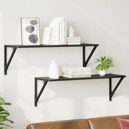Estanterías de pared 2 pcs Roble Negro 80 x 25 x 25,5 cm en Estanterías | Comprar online en Foru.es