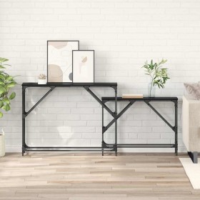 Mesa Consola 2 pcs Roble Negro 100 x 28 x 75 cm en Mesas auxiliares | Comprar online en Foru.es