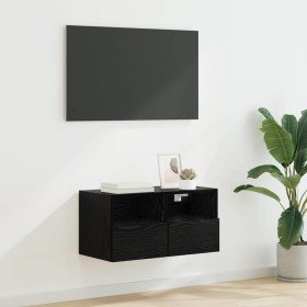 Mueble de TV Montado en la Pared Roble Negro 60 x 30 x 30 cm en Muebles TV | Comprar online en Foru.es