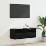 Mueble de TV Montado en la Pared Roble Negro 80 x 30 x 30 cm en Muebles TV | Comprar online en Foru.es