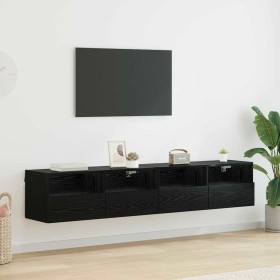 Gabinetes de pared para TV 2 pcs Roble Negro 80 x 30 x 30 cm en Muebles TV | Comprar online en Foru.es